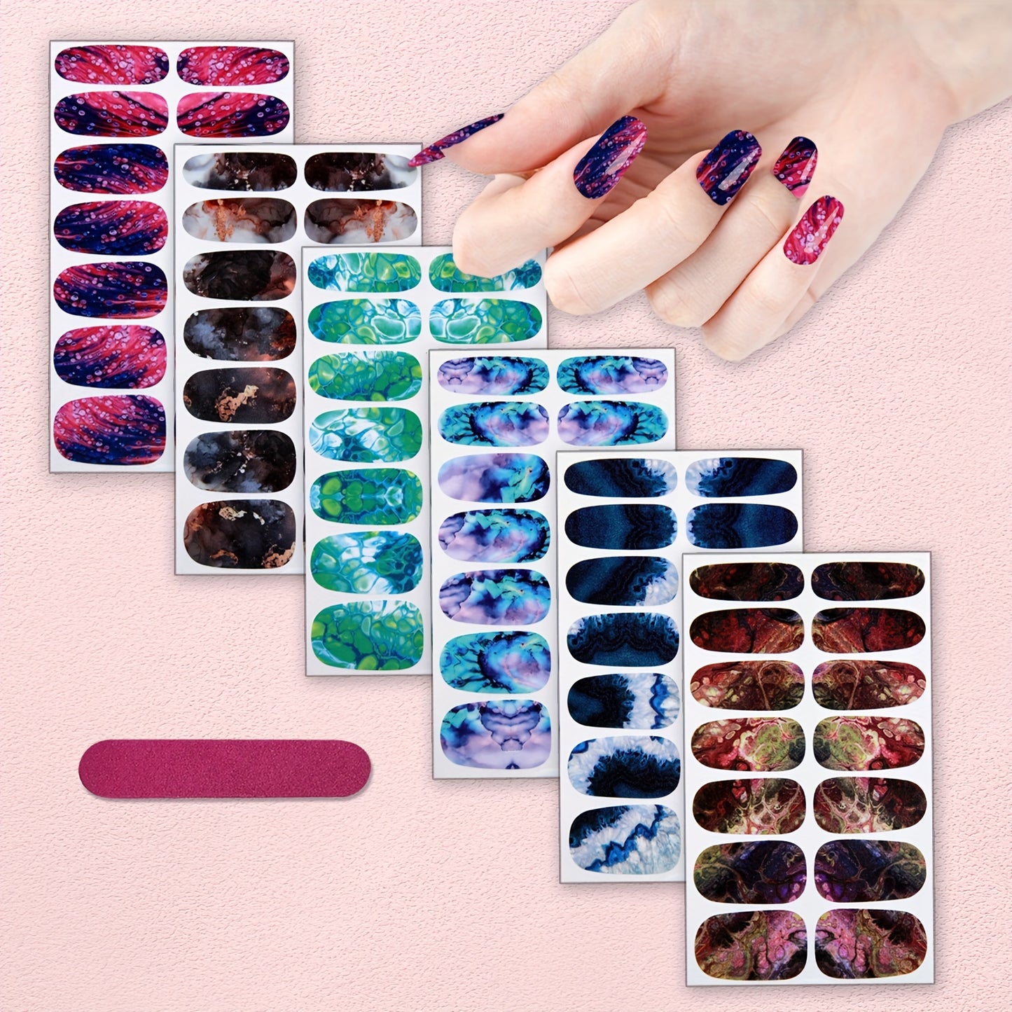 Full Wrap Nail Art Stickers, Self Adhesive Nail Art Decals for Nail Art Decoration,Nail Art Supplies for Women And Girls