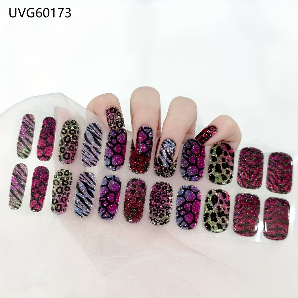 22 Soft Self-Adhesive Gel Nail Stickers: Semi-Cured Colorful Glitter Nail Wraps Strips for Nails Require UV/LED Lamp