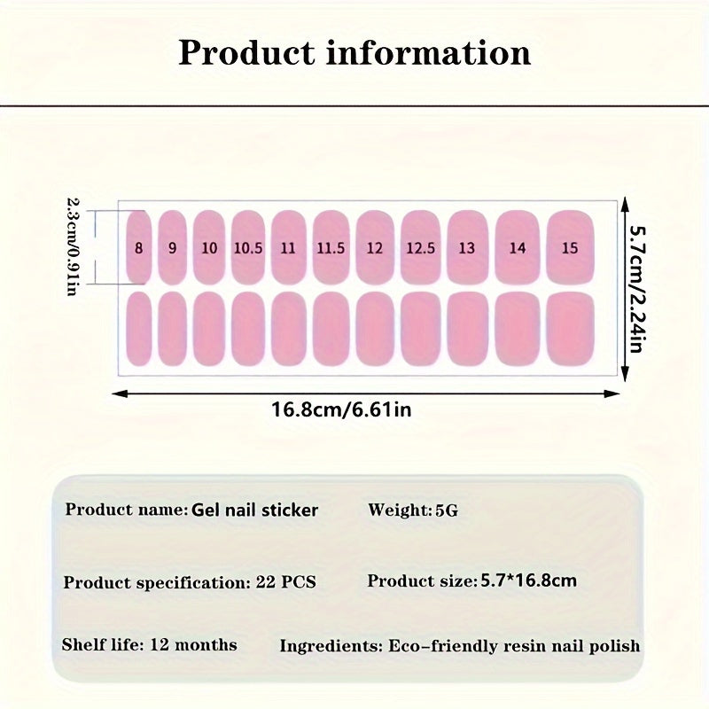 Two Boxes of 22-Finger Solid Color Semi-Cured Gel Nail Stickers UV Light Semi-Cured Manicure