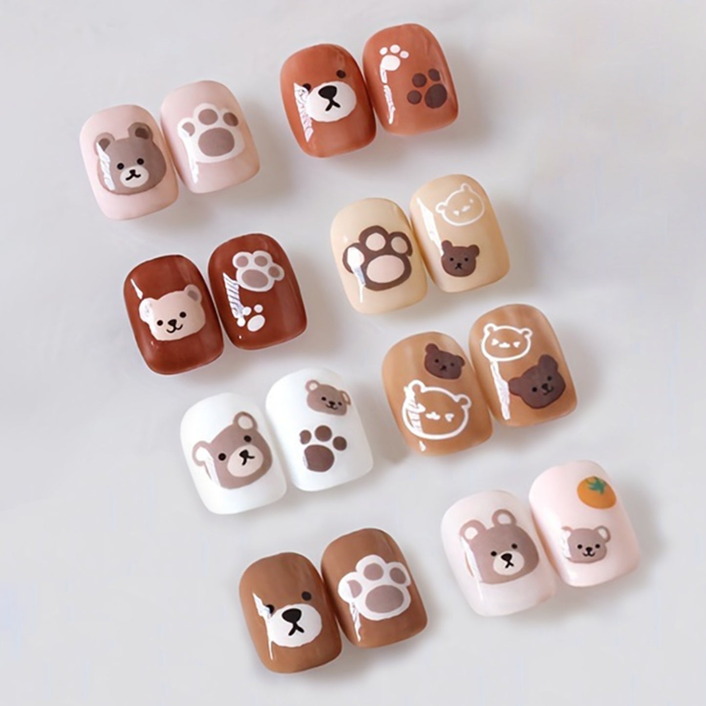 Cute Cartoon Nail Stickers, Adhesive Nail Art Decorations, DIY Nail Sticker Set with Bear Design, Self-Adhesive, Reusable