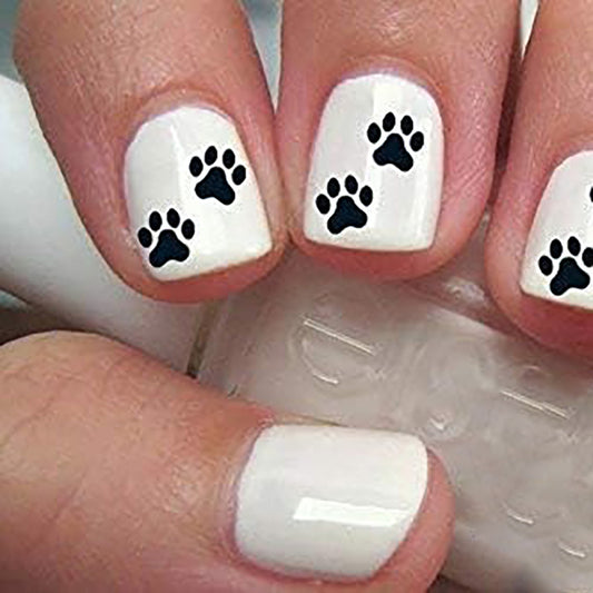 1 set of black paw print nail art stickers