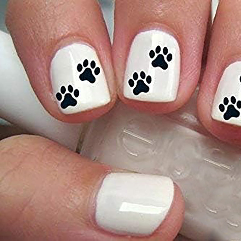 1 set of black paw print nail art stickers