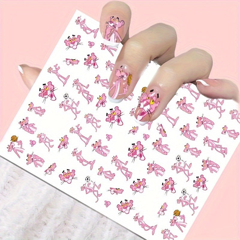 Nail Stickers Featuring The Pink Panther from Perfect for Anime Fans. These Nail Art Supplies Include Accessories And Decorations, Making Them Great Gifts for Christmas And Halloween.