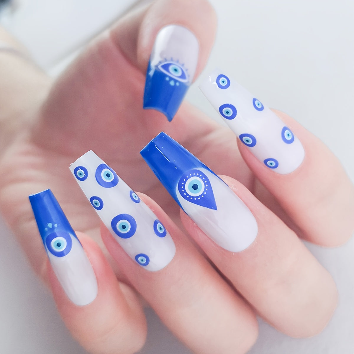 6pcs Cartoon Evil Eye Nail Art Stickers, Self-Adhesive Irregular Shapes, Glossy Surface for Nail Embellishment, DIY Nail Art Decals