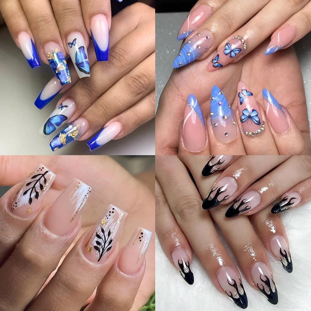 30pcs Mixed Water Transfer Nail Decals Flower/Leaves/Butterfly/French Nail Stickers 6.5*6cm Floral Water Nail Tattoo Stickers