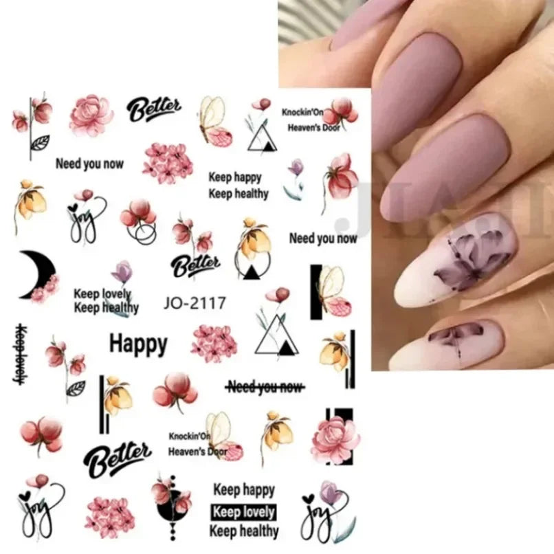 3d Nail Art Stickers Spring Summer White Daisy Florals Flowers Leaves Fruits Decals For Nails Decoration Manicure Salon Beauty