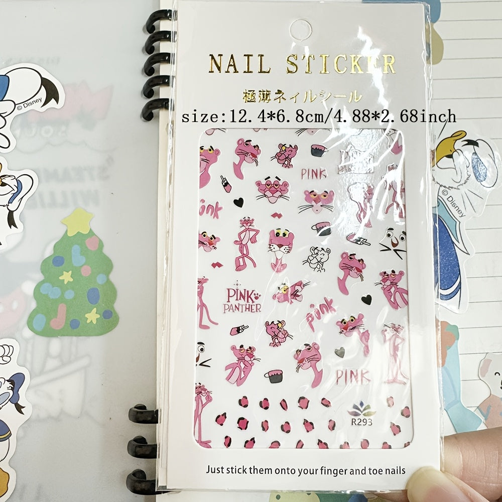 Nail Stickers Featuring The Pink Panther from Perfect for Anime Fans. These Nail Art Supplies Include Accessories And Decorations, Making Them Great Gifts for Christmas And Halloween.