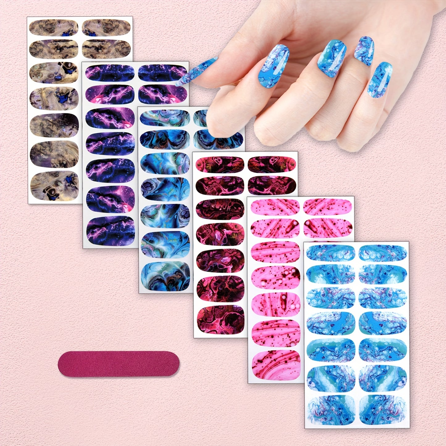 Full Wrap Nail Art Stickers, Self Adhesive Nail Art Decals for Nail Art Decoration,Nail Art Supplies for Women And Girls