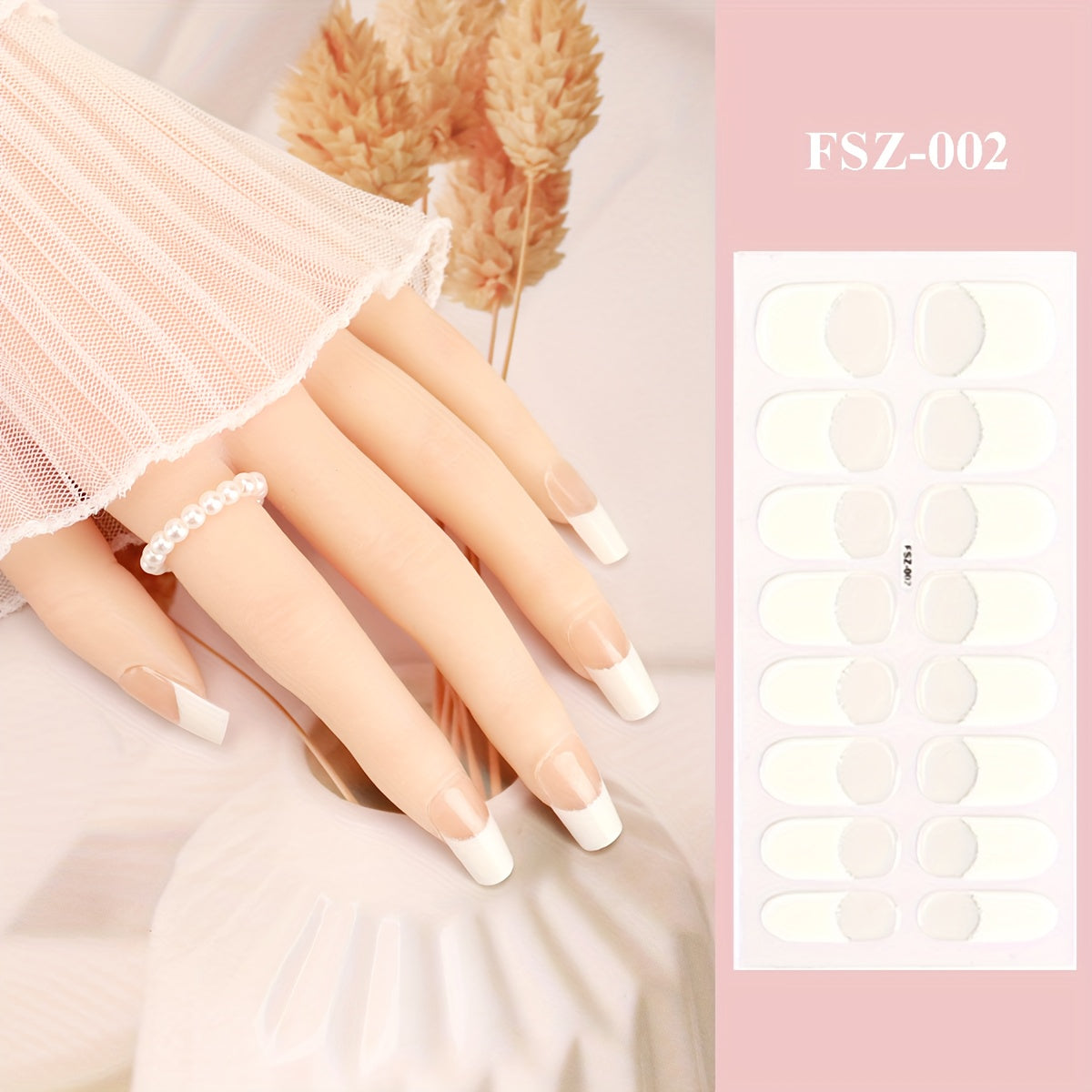 Chic French White Edge Semi-Cured Gel Nail Wraps - Long-Lasting, Waterproof Full Coverage Stickers for Easy DIY Manicures