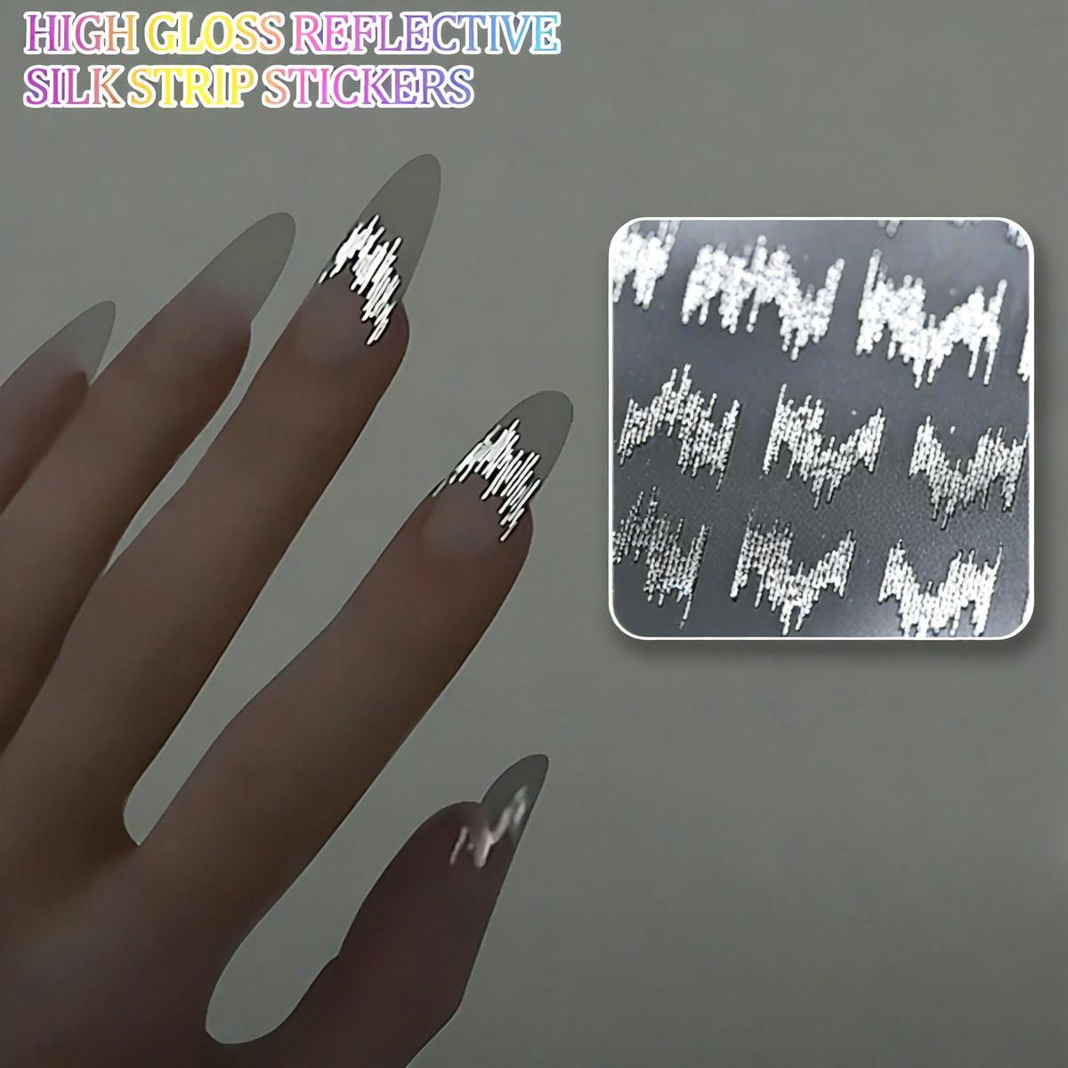 High-Gloss Reflective Thread Nail Sticker Ultrafine Aurora Silvery Thread Luminous Disco Flashing Nail Ornaments