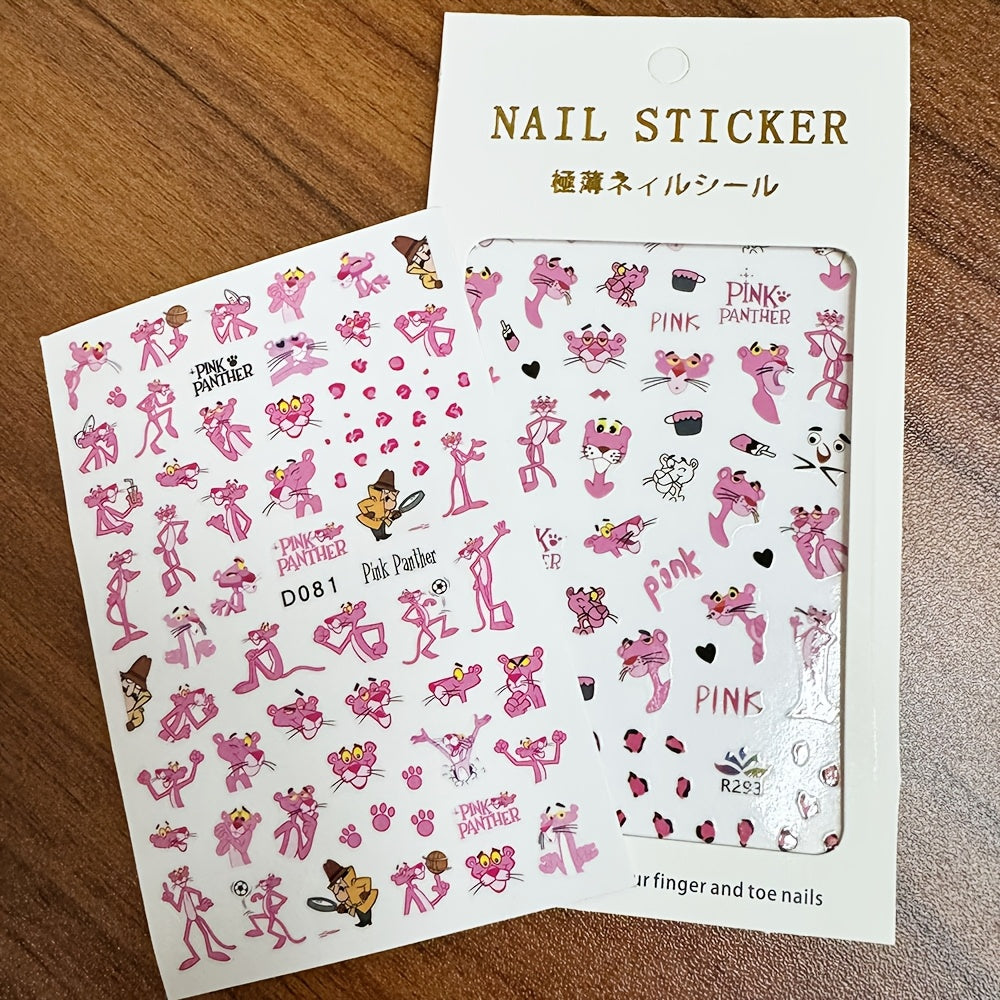 Nail Stickers Featuring The Pink Panther from Perfect for Anime Fans. These Nail Art Supplies Include Accessories And Decorations, Making Them Great Gifts for Christmas And Halloween.