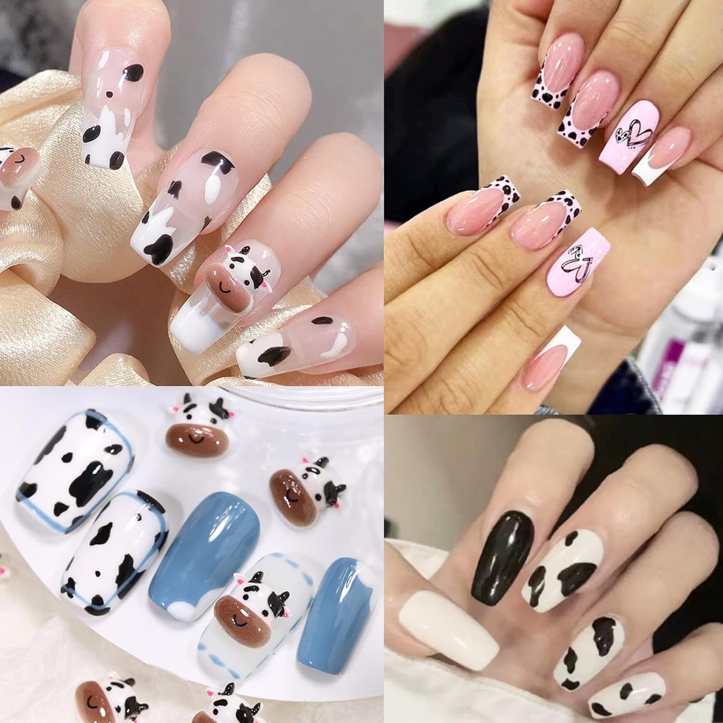 Nail Art Stickers, 12 Sheets Cute Milk Cartoon Water Transfe