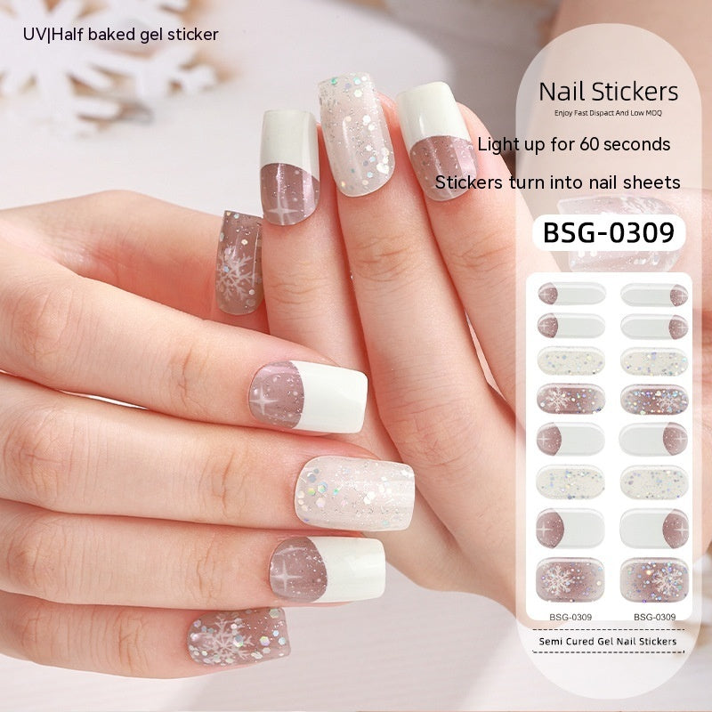 Gel Nail Art Sticker Christmas Semi-curing Nail Sticker