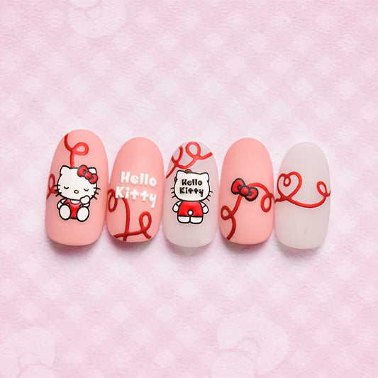 A Cute Cartoon Hello Kitty Embossed Nail Sticker for Nail Art, Featuring Sanrio Characters, Perfect for DIY Self-Adhesive Nail Decorations.