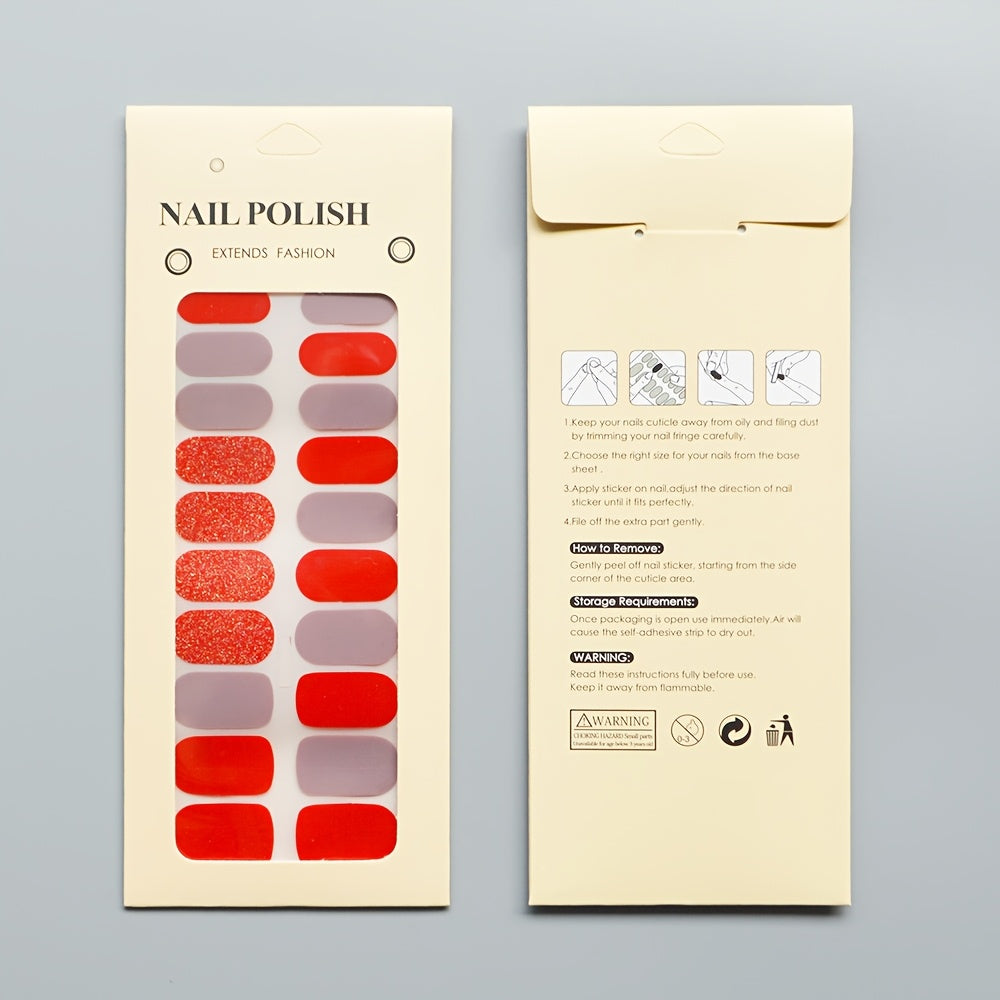 New Style 22 Color-Blocking Nail Stickers, Minimalist And Fashionable Design for Nail Art.