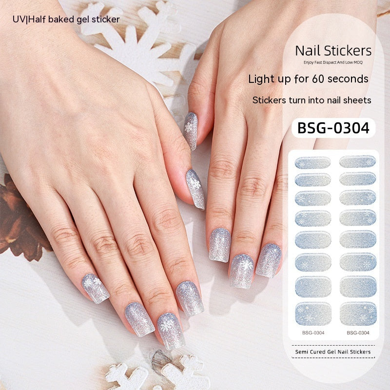 Gel Nail Art Sticker Christmas Semi-curing Nail Sticker