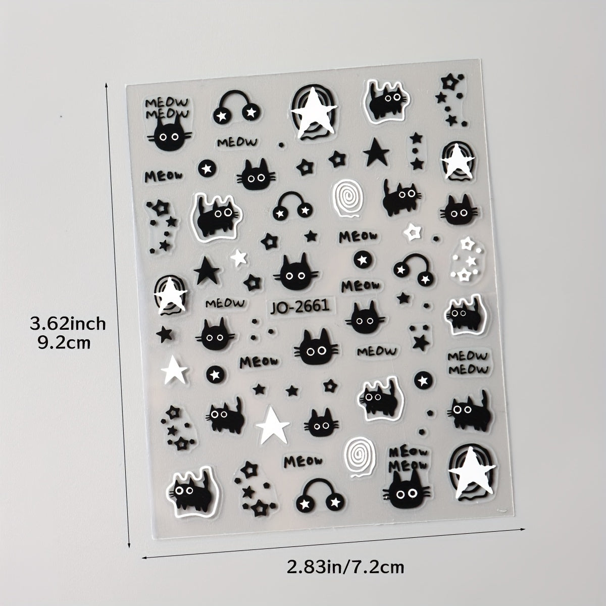 Music Black Cat Star Cartoon Cute Dog Nail Art Stickers, Black White Graffiti Animal Nail Decals DIY Nail Supplies Charms Decorations