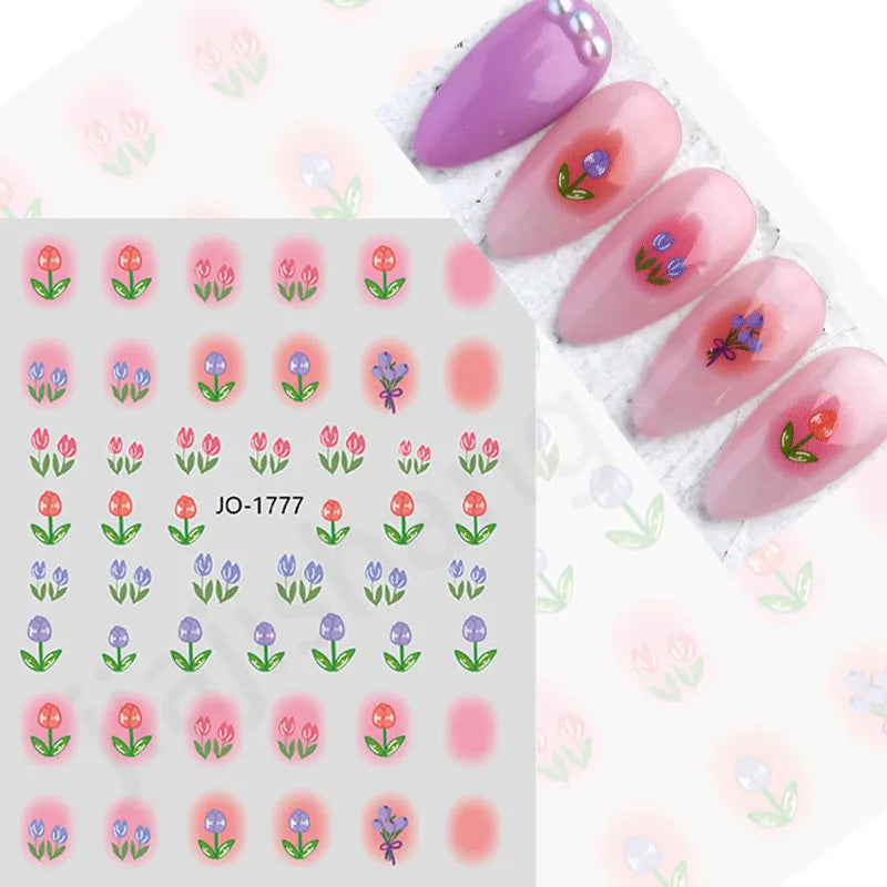 Nail Art Flower Daisy Embossed Stickers Nail Sliders Simple Floral Design Elegant Self Adhesive Nail Art Decals Decoration