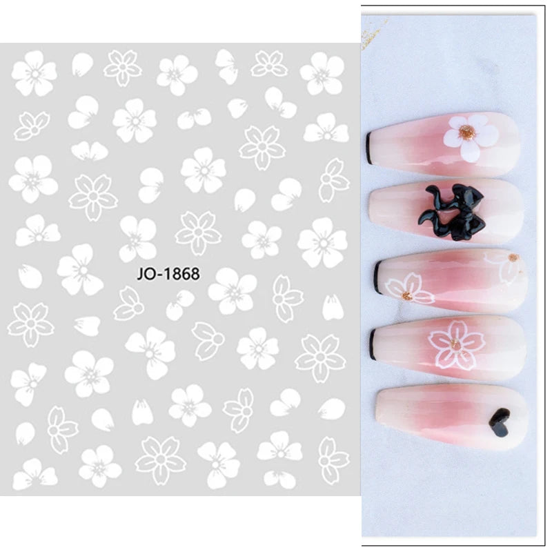 Nail Art Flower Daisy Embossed Stickers Nail Sliders Simple Floral Design Elegant Self Adhesive Nail Art Decals Decoration