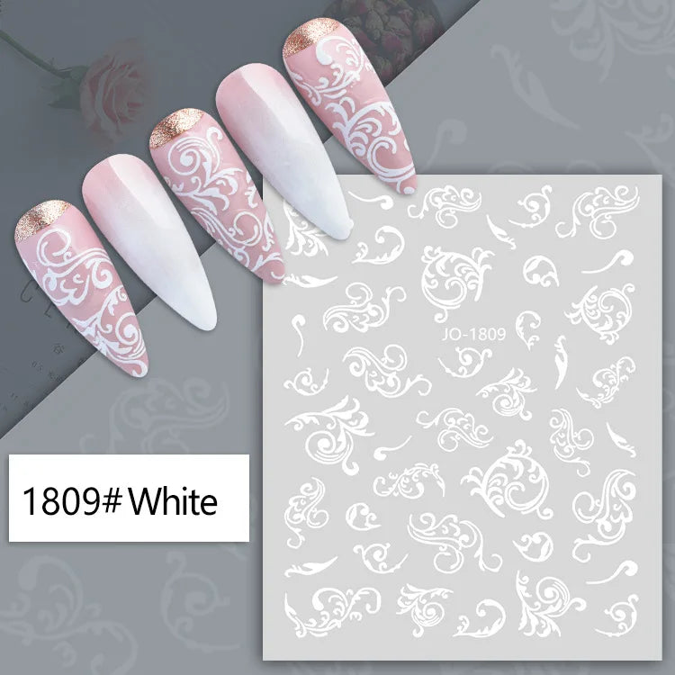 Nail Art Flower Daisy Embossed Stickers Nail Sliders Simple Floral Design Elegant Self Adhesive Nail Art Decals Decoration