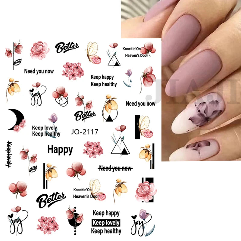 Nail Art Flower Daisy Embossed Stickers Nail Sliders Simple Floral Design Elegant Self Adhesive Nail Art Decals Decoration