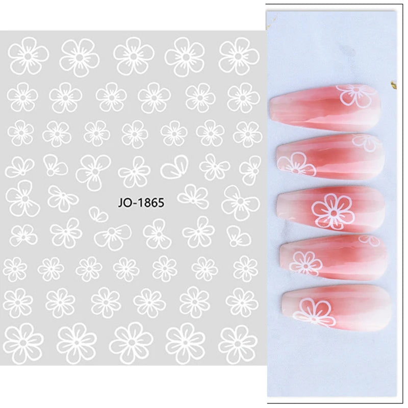 Nail Art Flower Daisy Embossed Stickers Nail Sliders Simple Floral Design Elegant Self Adhesive Nail Art Decals Decoration