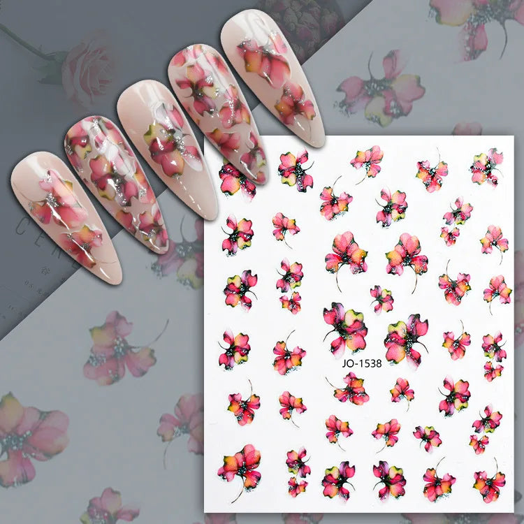 Nail Art Flower Daisy Embossed Stickers Nail Sliders Simple Floral Design Elegant Self Adhesive Nail Art Decals Decoration