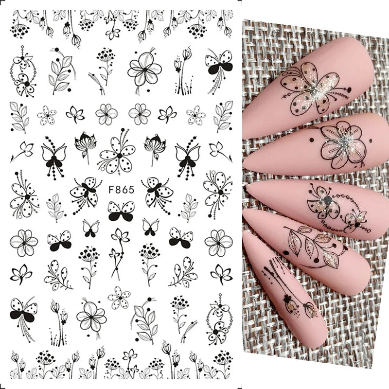 Nail Art Flower Daisy Embossed Stickers Nail Sliders Simple Floral Design Elegant Self Adhesive Nail Art Decals Decoration