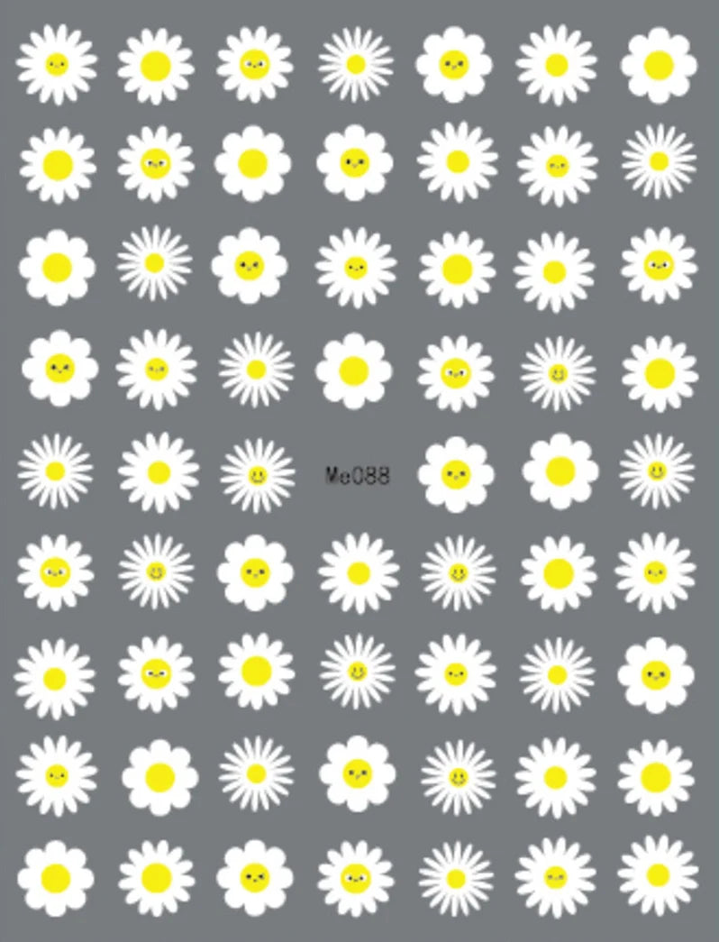 Nail Art Flower Daisy Embossed Stickers Nail Sliders Simple Floral Design Elegant Self Adhesive Nail Art Decals Decoration