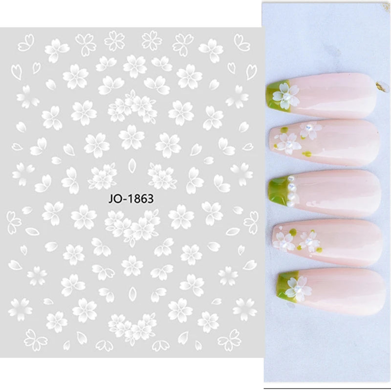 Nail Art Flower Daisy Embossed Stickers Nail Sliders Simple Floral Design Elegant Self Adhesive Nail Art Decals Decoration