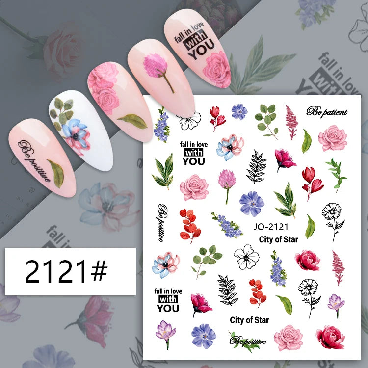 Nail Art Flower Daisy Embossed Stickers Nail Sliders Simple Floral Design Elegant Self Adhesive Nail Art Decals Decoration