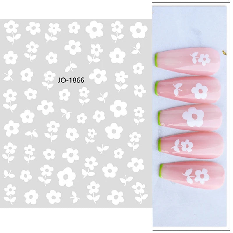 Nail Art Flower Daisy Embossed Stickers Nail Sliders Simple Floral Design Elegant Self Adhesive Nail Art Decals Decoration