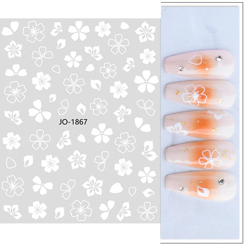 Nail Art Flower Daisy Embossed Stickers Nail Sliders Simple Floral Design Elegant Self Adhesive Nail Art Decals Decoration