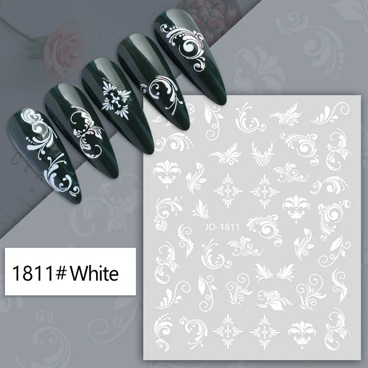 Nail Art Flower Daisy Embossed Stickers Nail Sliders Simple Floral Design Elegant Self Adhesive Nail Art Decals Decoration