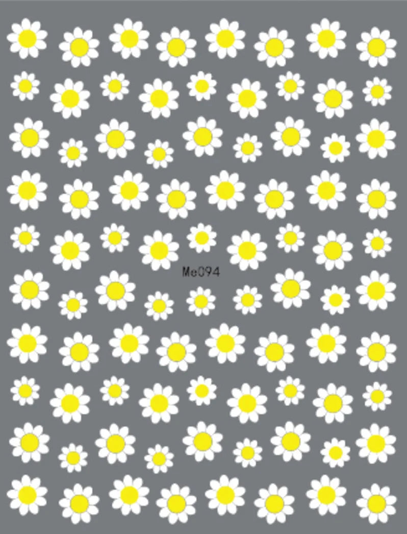 Nail Art Flower Daisy Embossed Stickers Nail Sliders Simple Floral Design Elegant Self Adhesive Nail Art Decals Decoration