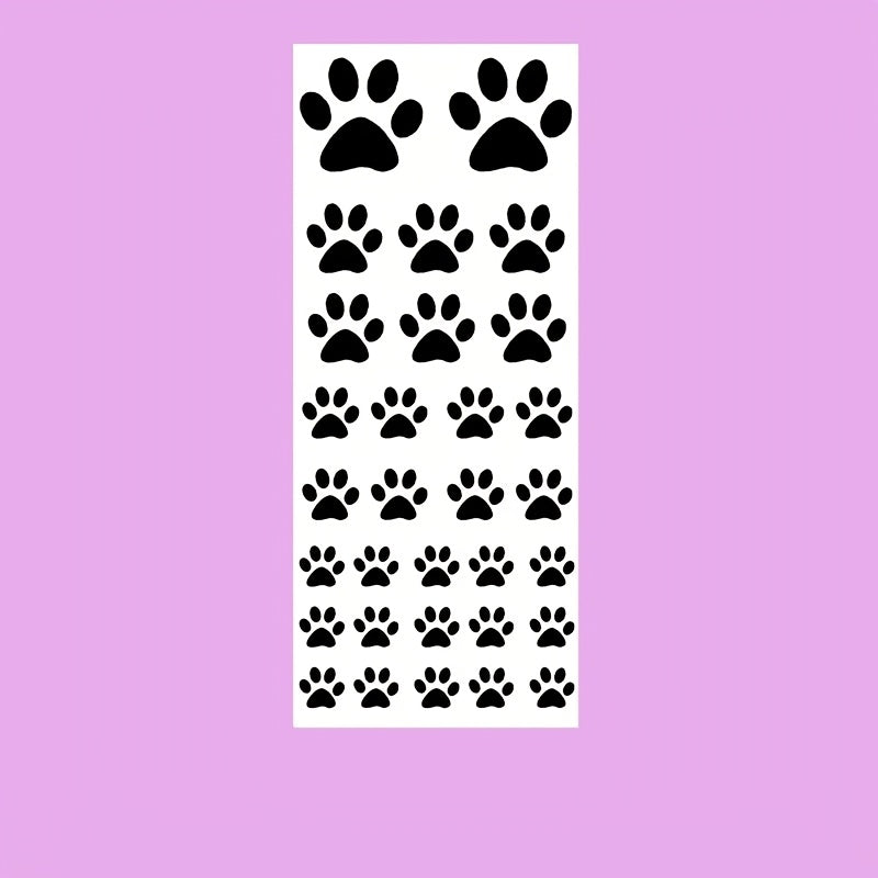 1 set of black paw print nail art stickers