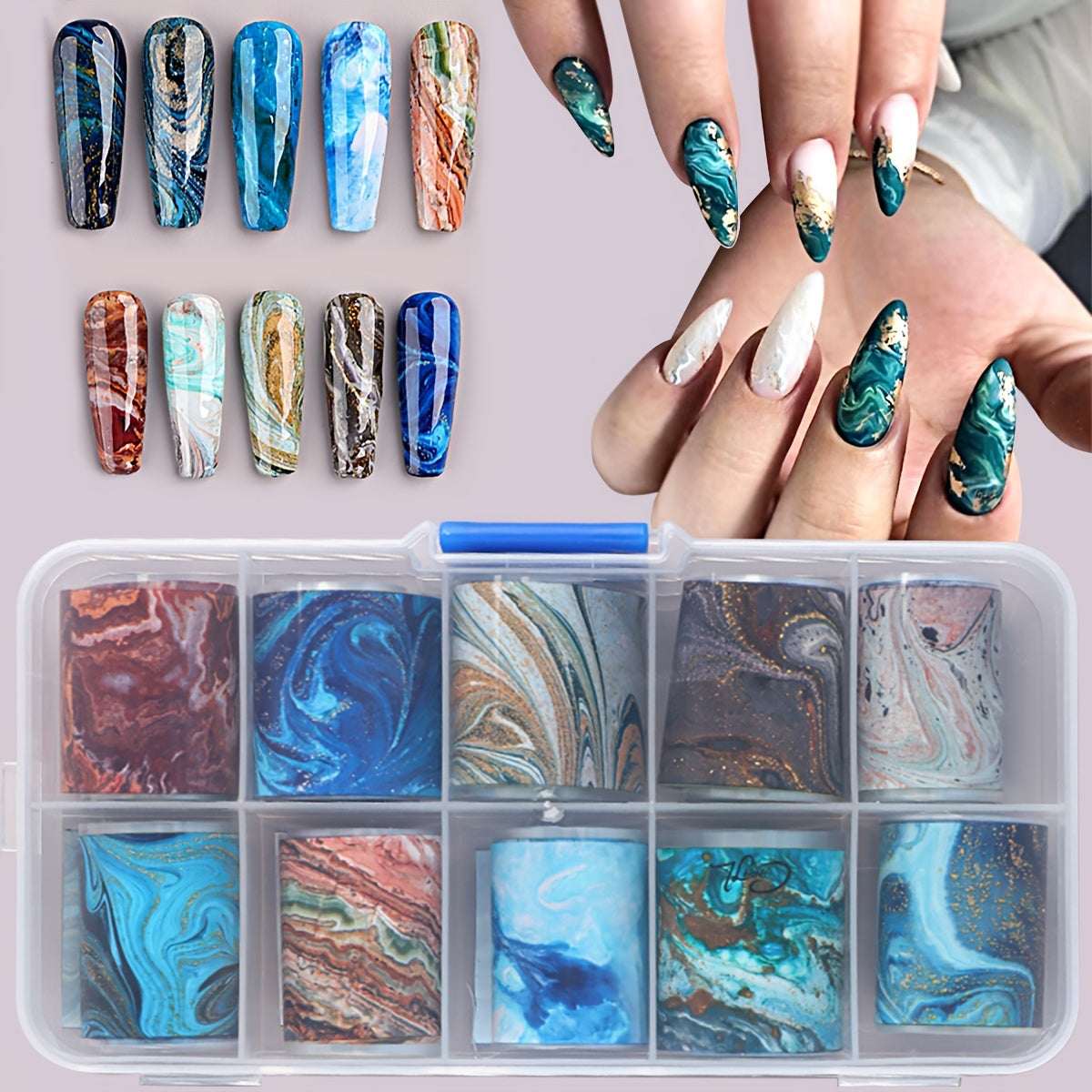 Marble Nail Art Transfer Foil Ink Bloom Wave Nail Sticker Transfer Decal Nail Art Decoration Gel Polish Sticker DLS