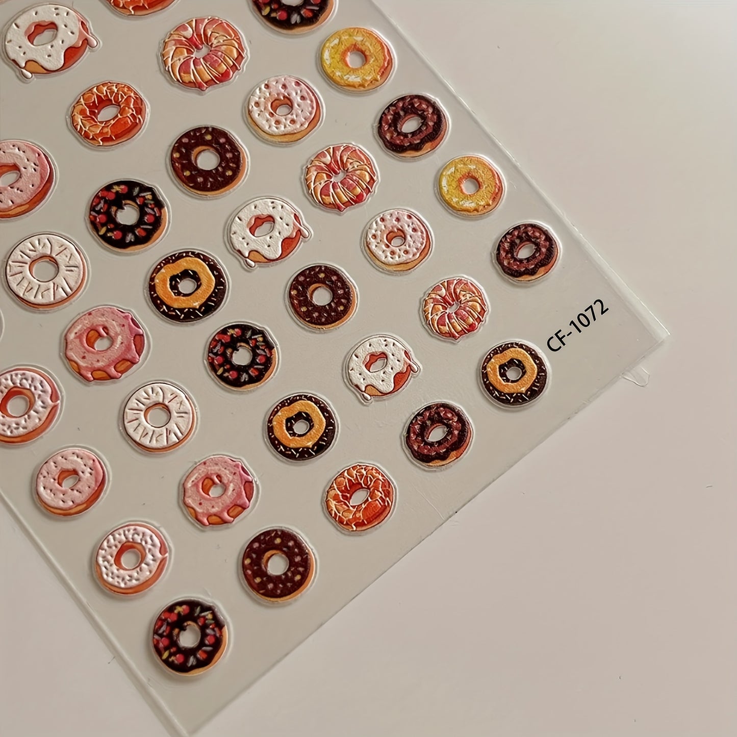 1 Set Cartoon Donut Theme 3D Nail Art Stickers, Self-Adhesive Plastic Nail Embellishments, Glossy Finish with Glitter, Hypoallergenic, Single Use - Brown Series