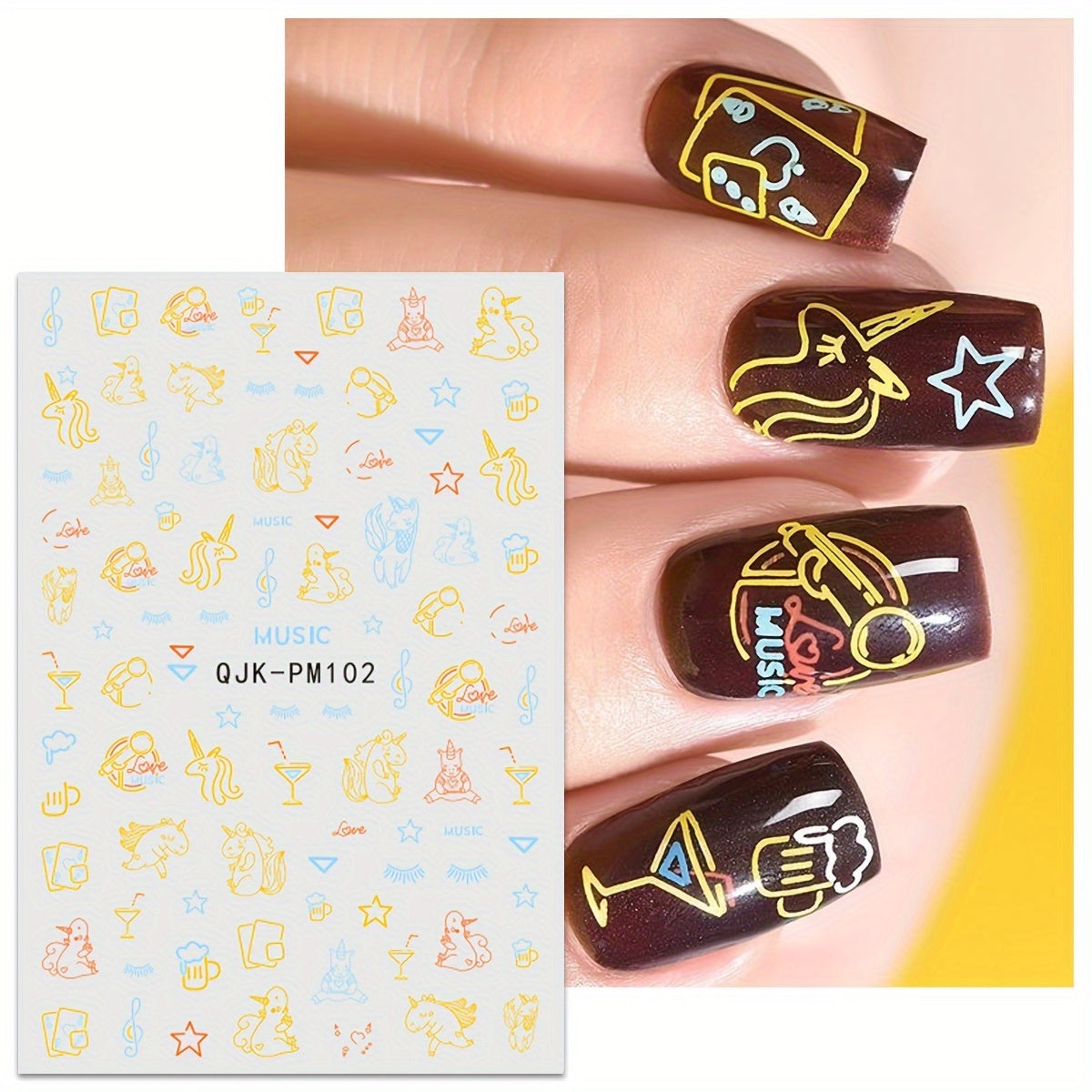 8pcs Adorable Cartoon Animal Nail Art Stickers - 3D Self-Adhesive Decals for Acrylic Nails, Sparkle Finish, Easy Apply & Remove - Perfect for Women and Girls, Nail Stickers