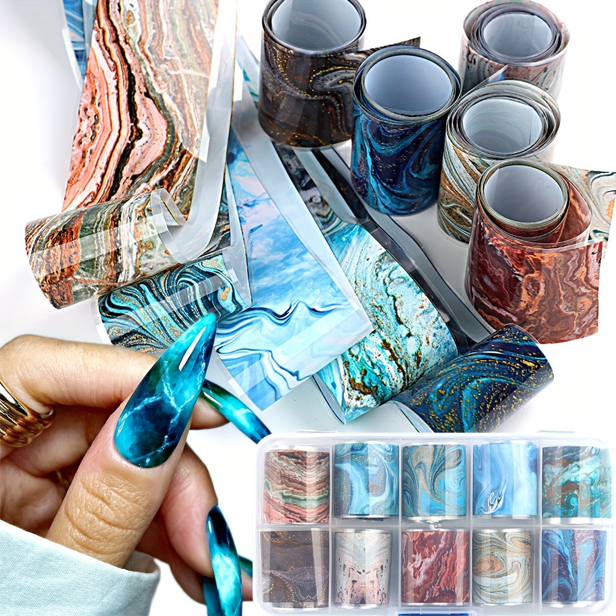 Marble Nail Art Transfer Foil Ink Bloom Wave Nail Sticker Transfer Decal Nail Art Decoration Gel Polish Sticker DLS