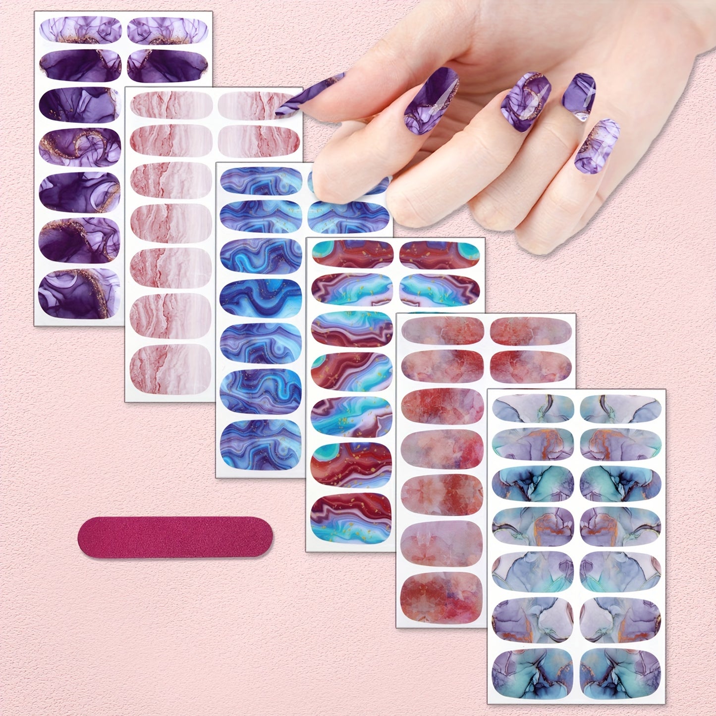 Full Wrap Nail Art Stickers, Self Adhesive Nail Art Decals for Nail Art Decoration,Nail Art Supplies for Women And Girls