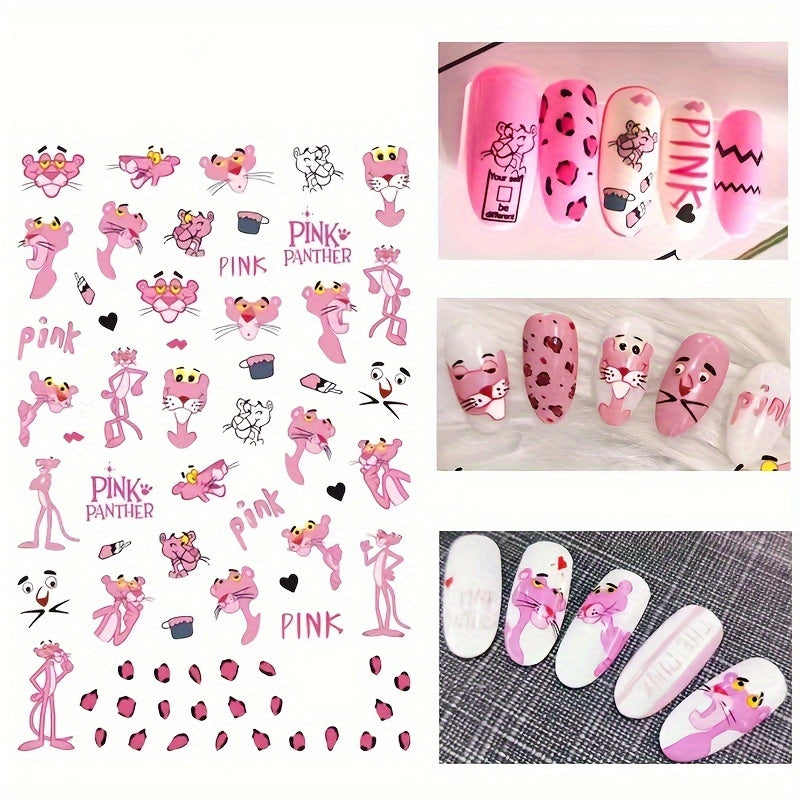 Nail Stickers Featuring The Pink Panther from Perfect for Anime Fans. These Nail Art Supplies Include Accessories And Decorations, Making Them Great Gifts for Christmas And Halloween.