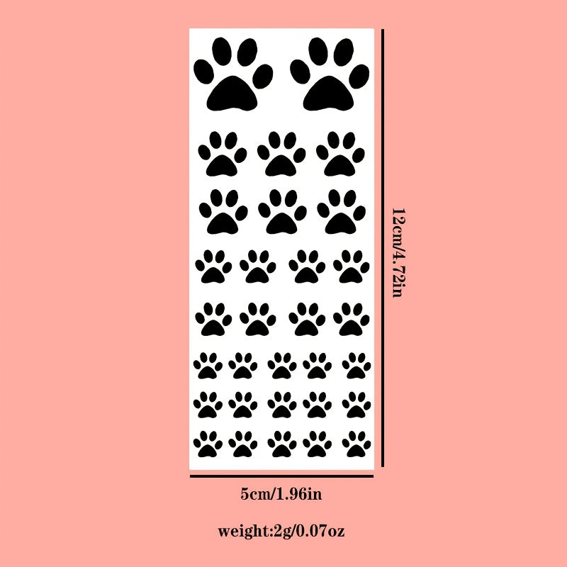 1 set of black paw print nail art stickers